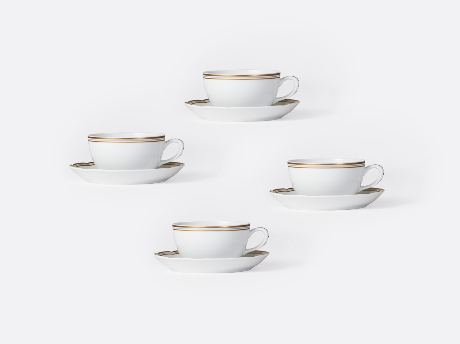 China Set of tea cups and saucers 13 cl - coffret de 4 of the collection Pompadour | Bernardaud
