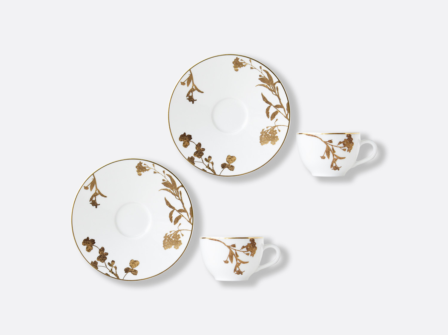 China Set of moka cups and saucers 3 oz - set of 2 of the collection Vegetal gold | Bernardaud